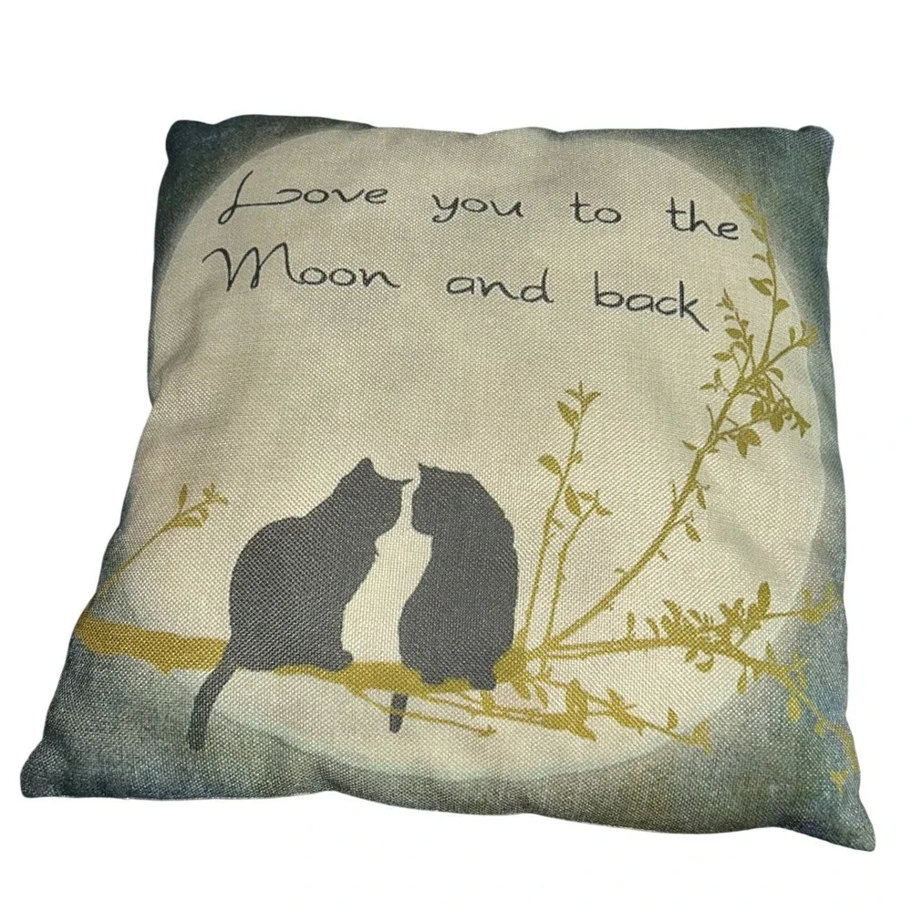 Cute Cat Love You to‎ the Moon and Back Throw Pillow Cushion